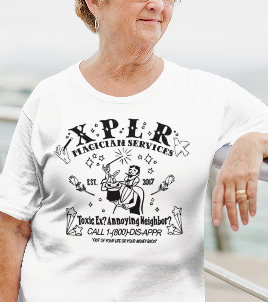Toxic Ex-Limited Magician Services Est 2007 Rabbit Wand Comedy T-Shirt
