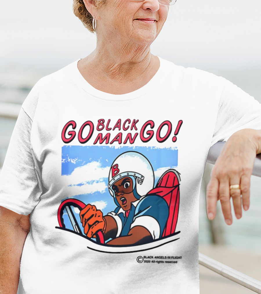Metro Boomin Go Black Man Go Racer B Helmet Black Angels In Flight Text T-Shirt