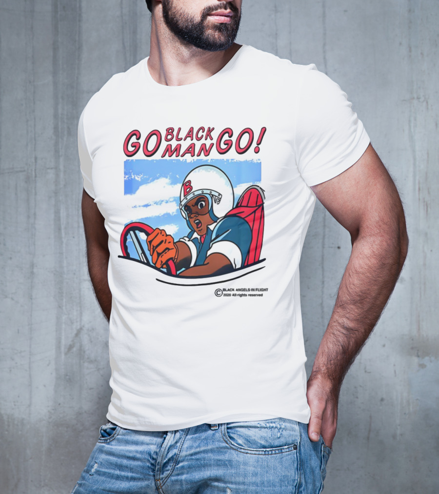 Metro Boomin Go Black Man Go Racer B Helmet Black Angels In Flight Text T-Shirt