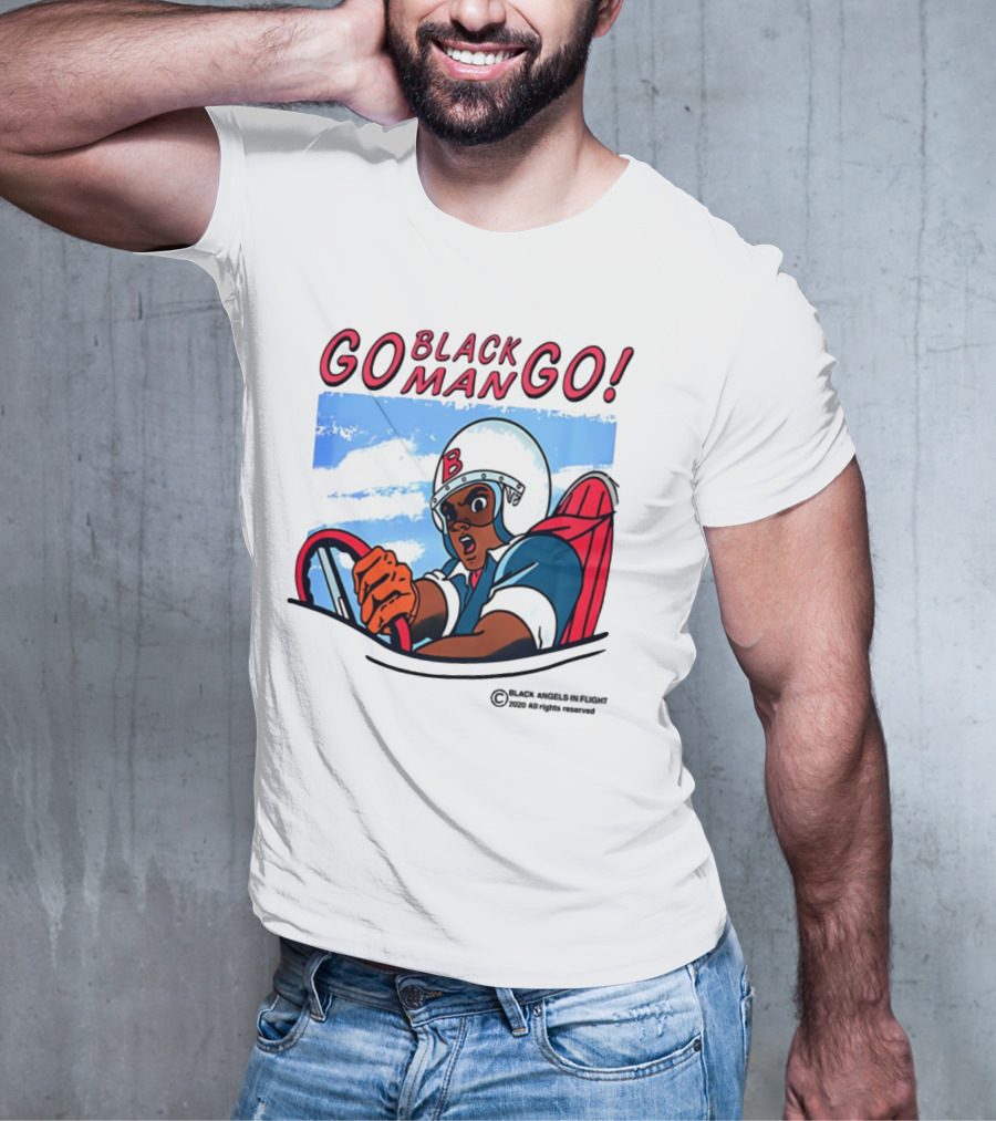 Metro Boomin Go Black Man Go Racer B Helmet Black Angels In Flight Text T-Shirt