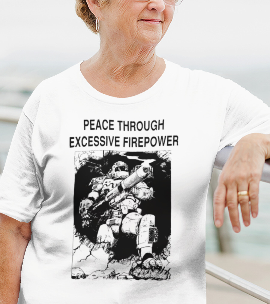 Peace Through Excessive Firepower Combat Tank And Missile Illustration T-Shirt