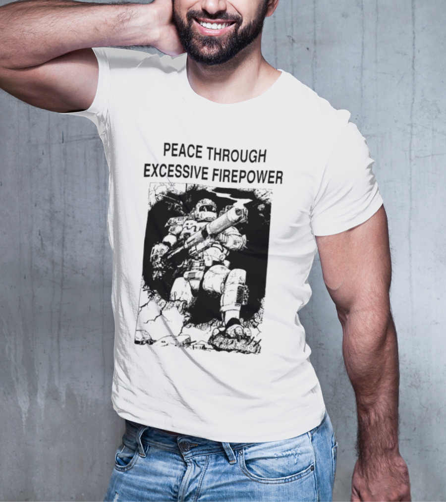 Peace Through Excessive Firepower Combat Tank And Missile Illustration T-Shirt