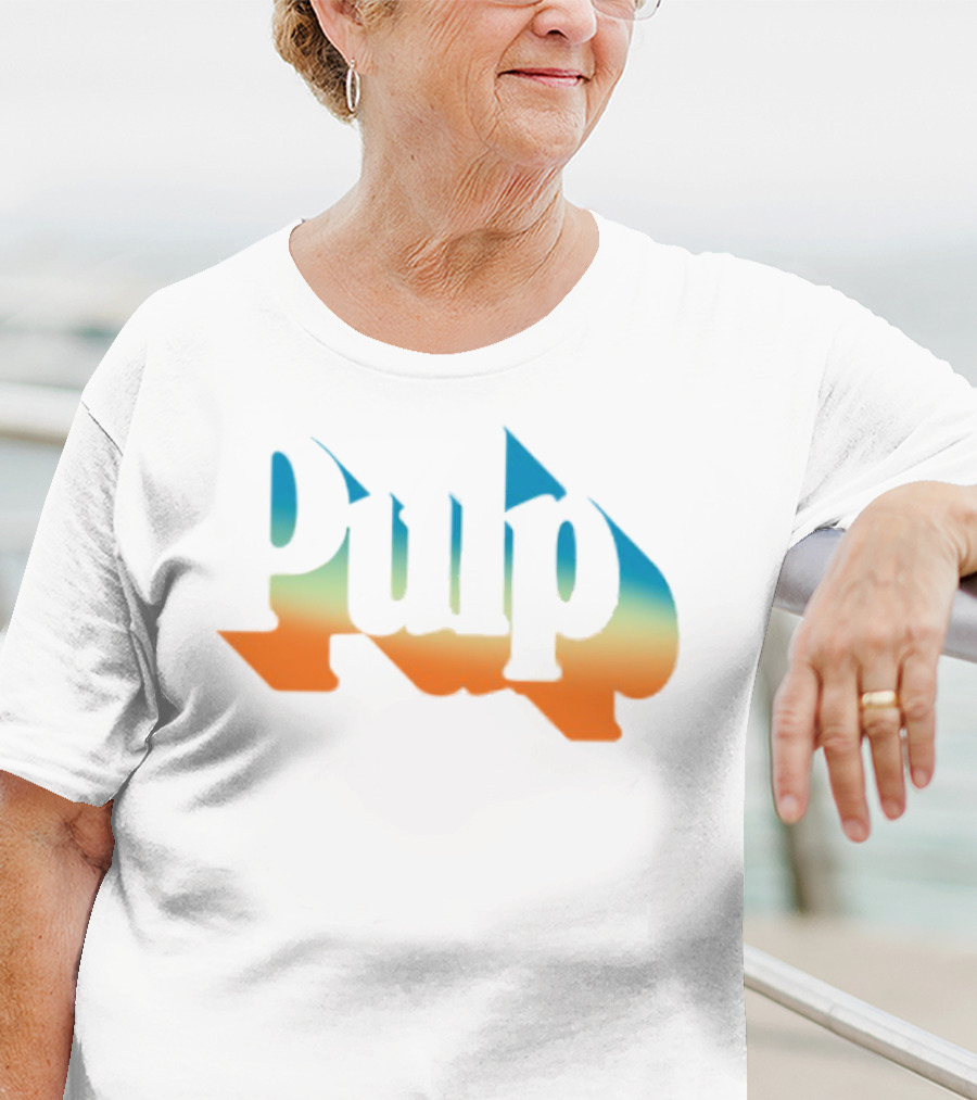 Pulp Sunset Ombre Text Style T-Shirt