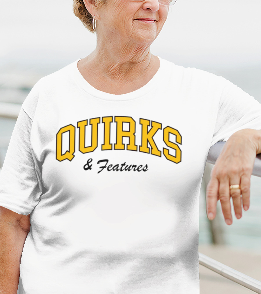 Quirks Yellow Lettering College Style T-Shirt