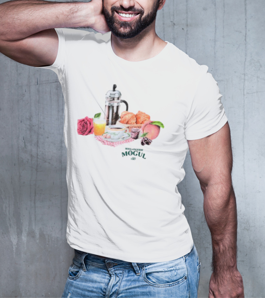 Vintage Breakfast Spread With French Press Coffee And Croissants T-Shirt