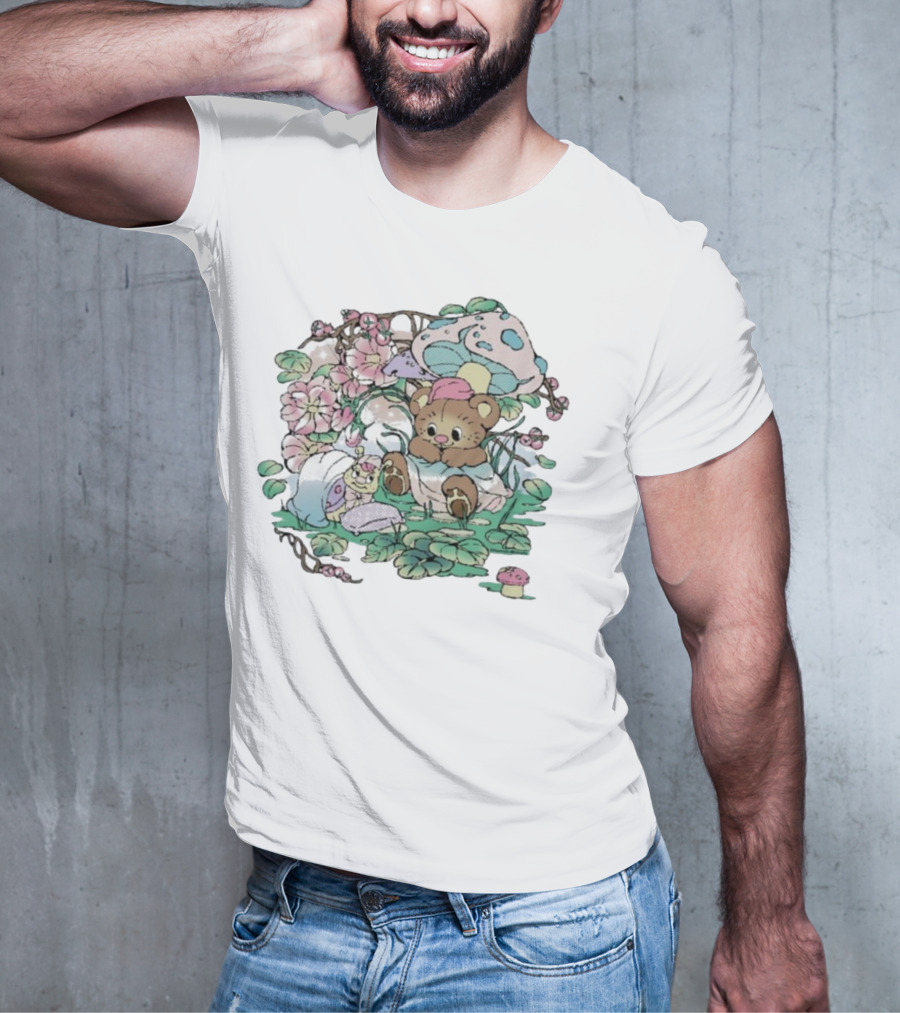 Hannah Michelle Forest Nap Bear And Mushroom Garden-Style Pals T-Shirt