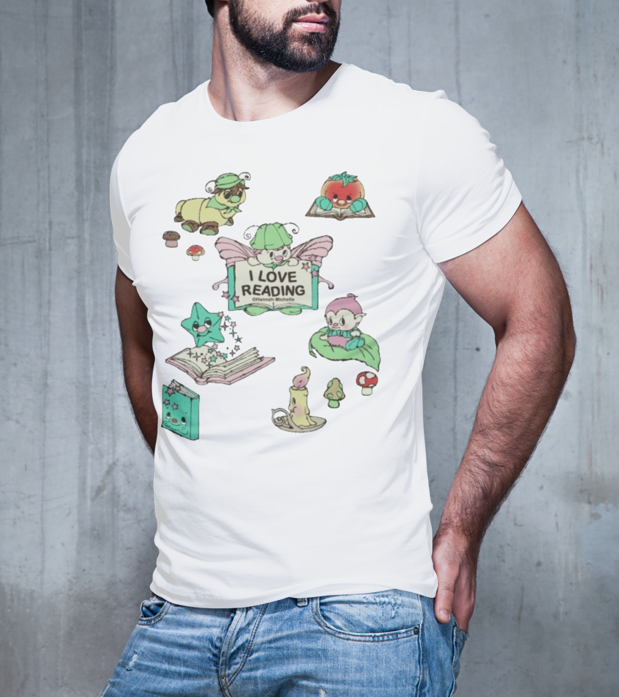 I Love Reading Hannah Michelle Cute Fantasy Characters And Books T-Shirt