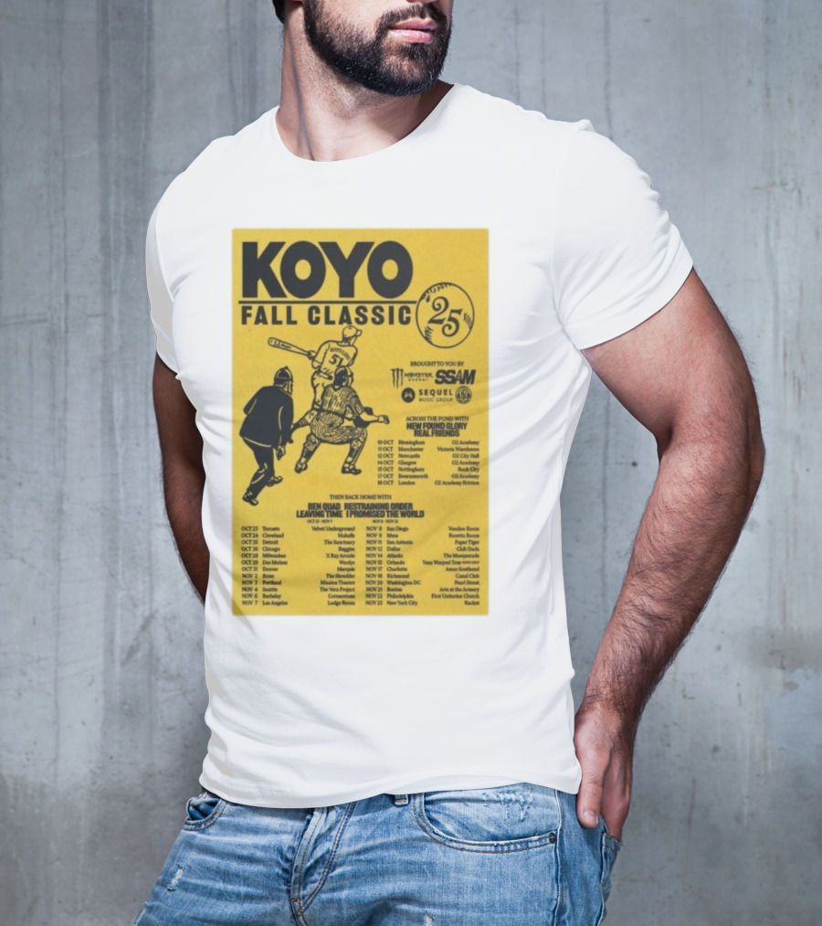 Koyo Fall Classic 2025 Tour Featuring New Found Glory Real Friends Ben Quad Restraining Order T-Shirt