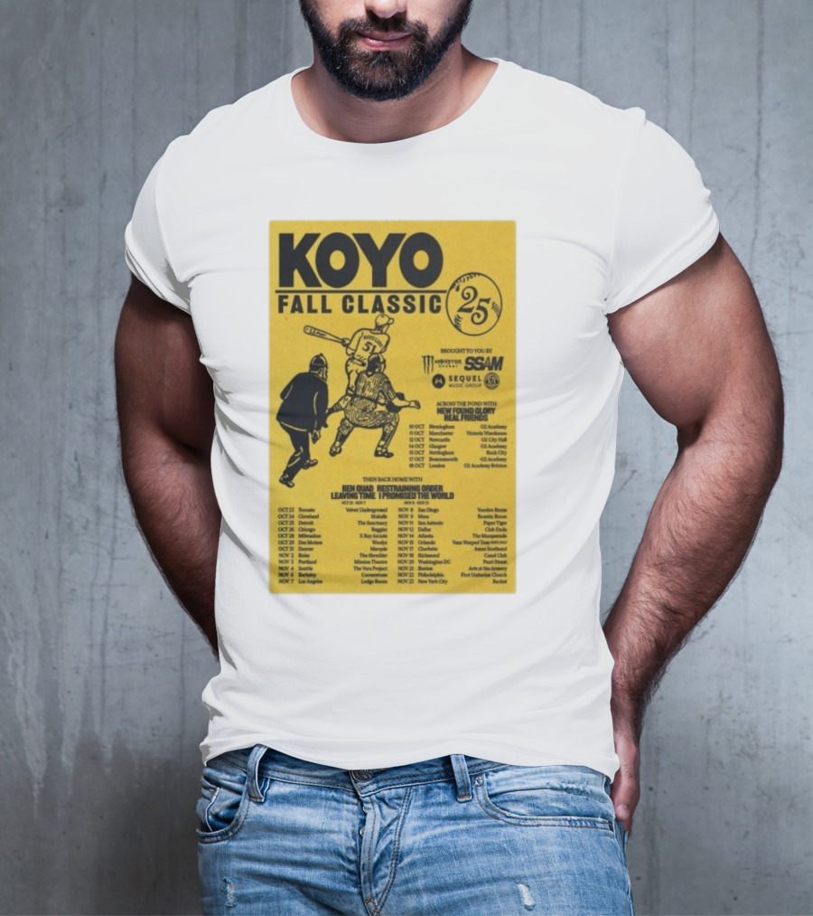 Koyo Fall Classic 2025 Tour Featuring New Found Glory Real Friends Ben Quad Restraining Order T-Shirt