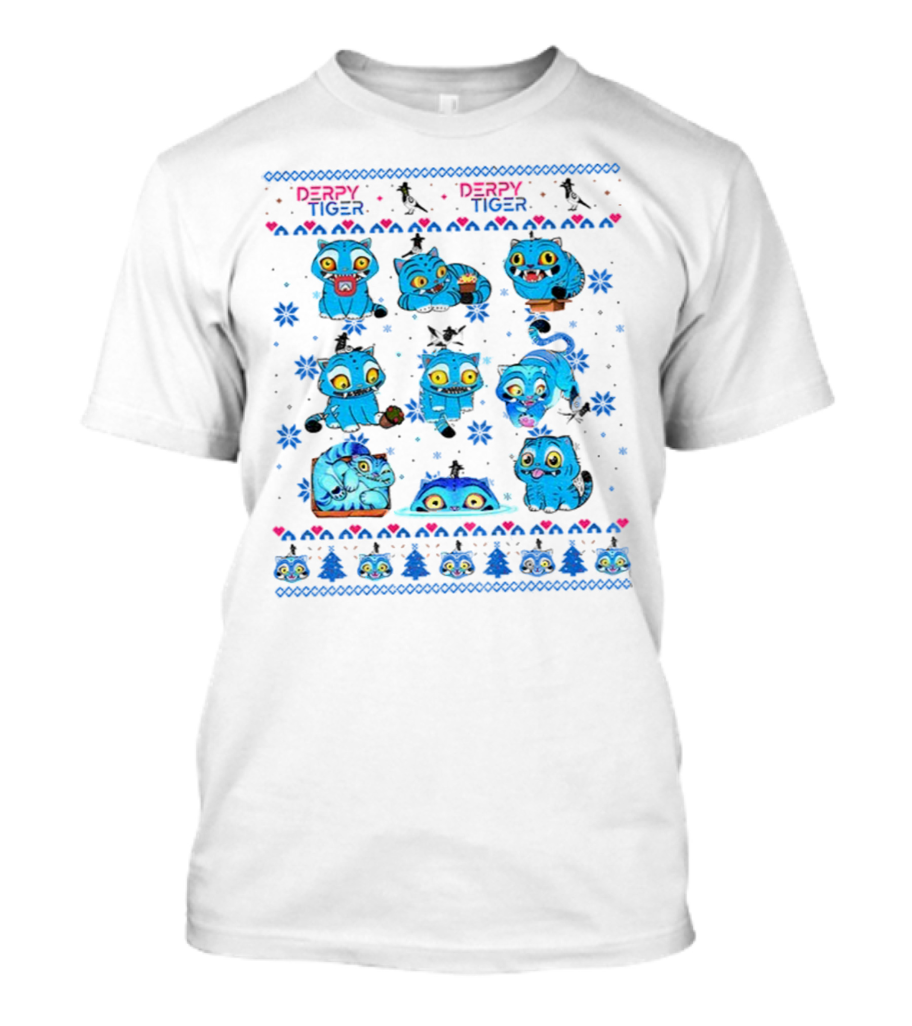 Kpop Derpy Tiger Demon Hunter Saja Boys Huntrix Christmas Tiger Faces T-Shirt