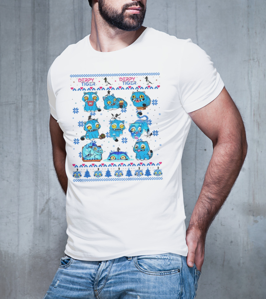 Kpop Derpy Tiger Demon Hunter Saja Boys Huntrix Christmas Tiger Faces T-Shirt