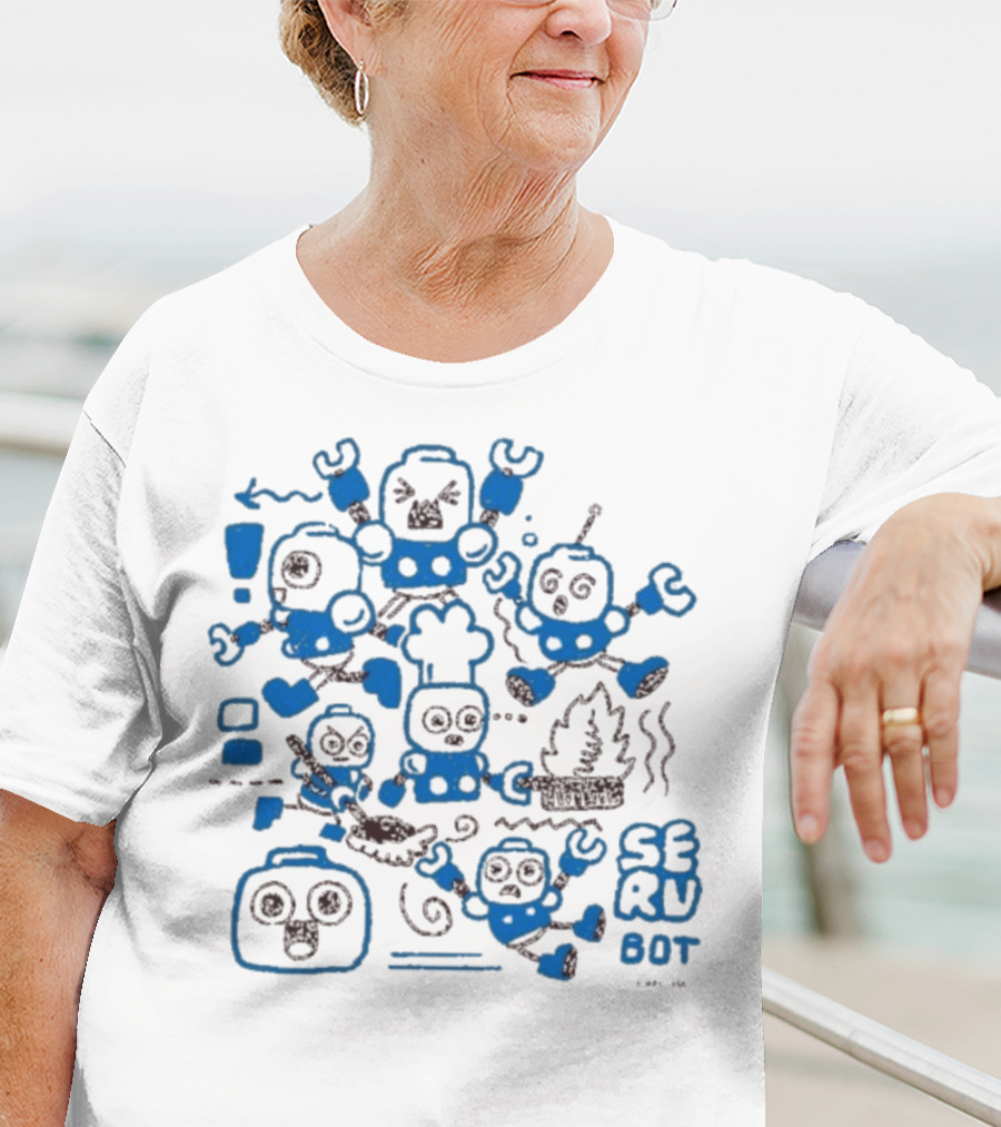 Mega Man Messy SERU Bots Blue And Brown Compilation T-Shirt