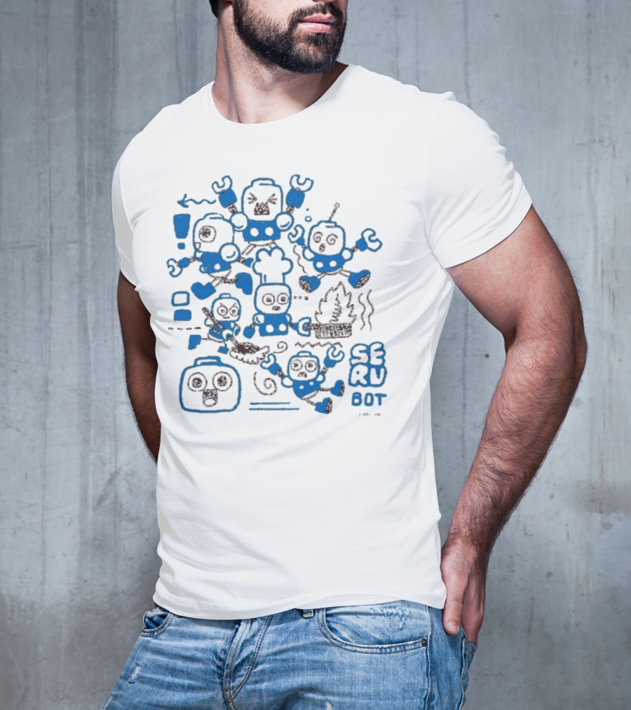 Mega Man Messy SERU Bots Blue And Brown Compilation T-Shirt