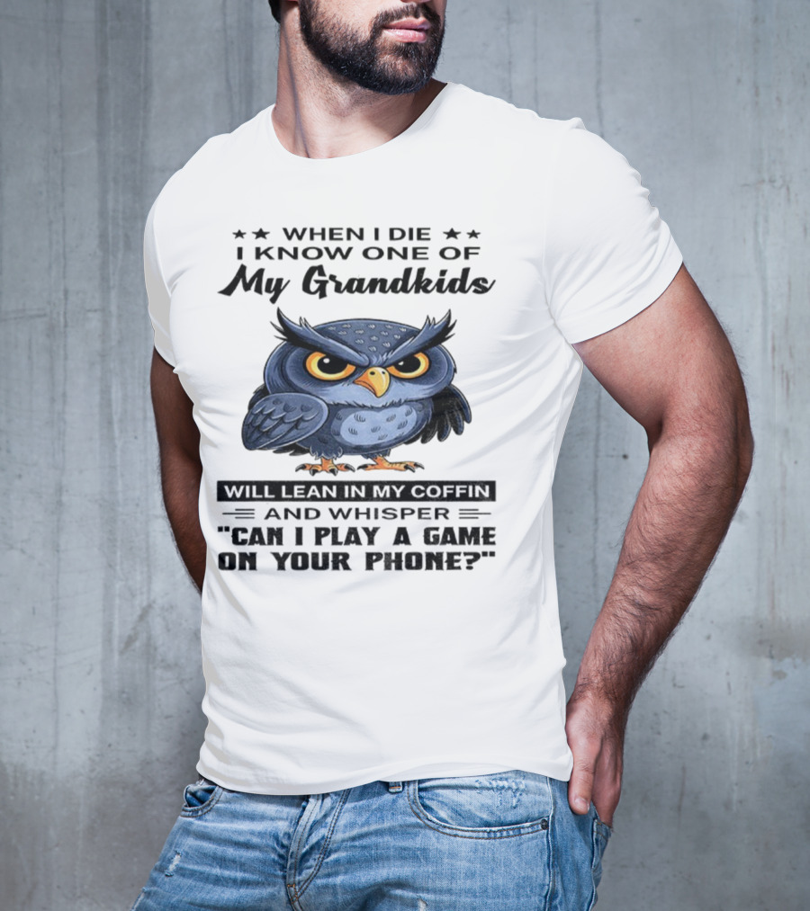Owl When I Die Grandkids Whisper Can I Play A Game T-Shirt