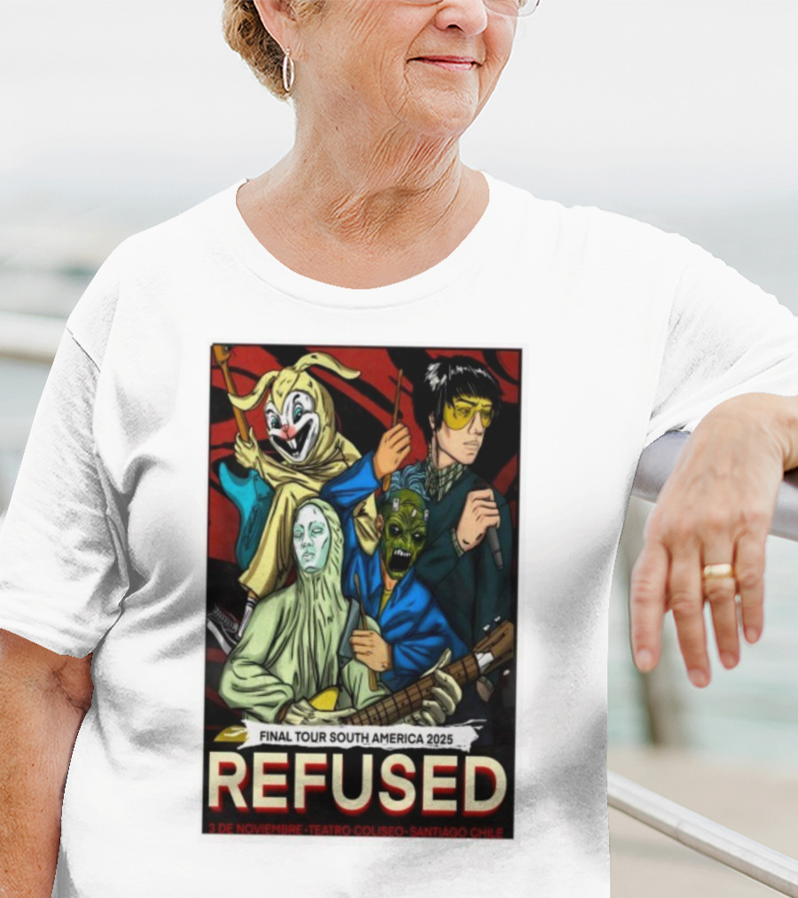 Refused Final Tour South America 2025 Teatro Coliseo Santiago Chile 3 De Noviembre Masked Band Illustration T-Shirt