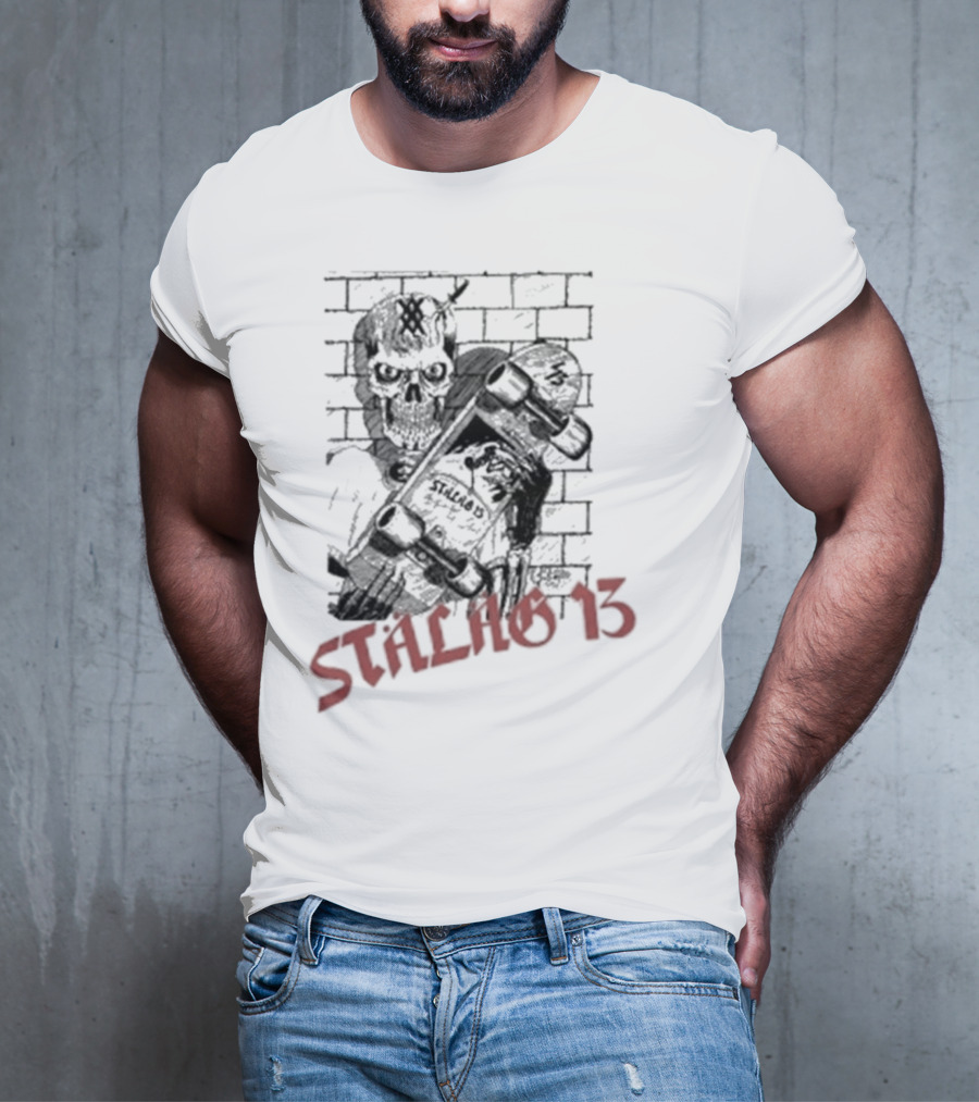 Stalag 13 Skull Skateboard Brick Wall T-Shirt