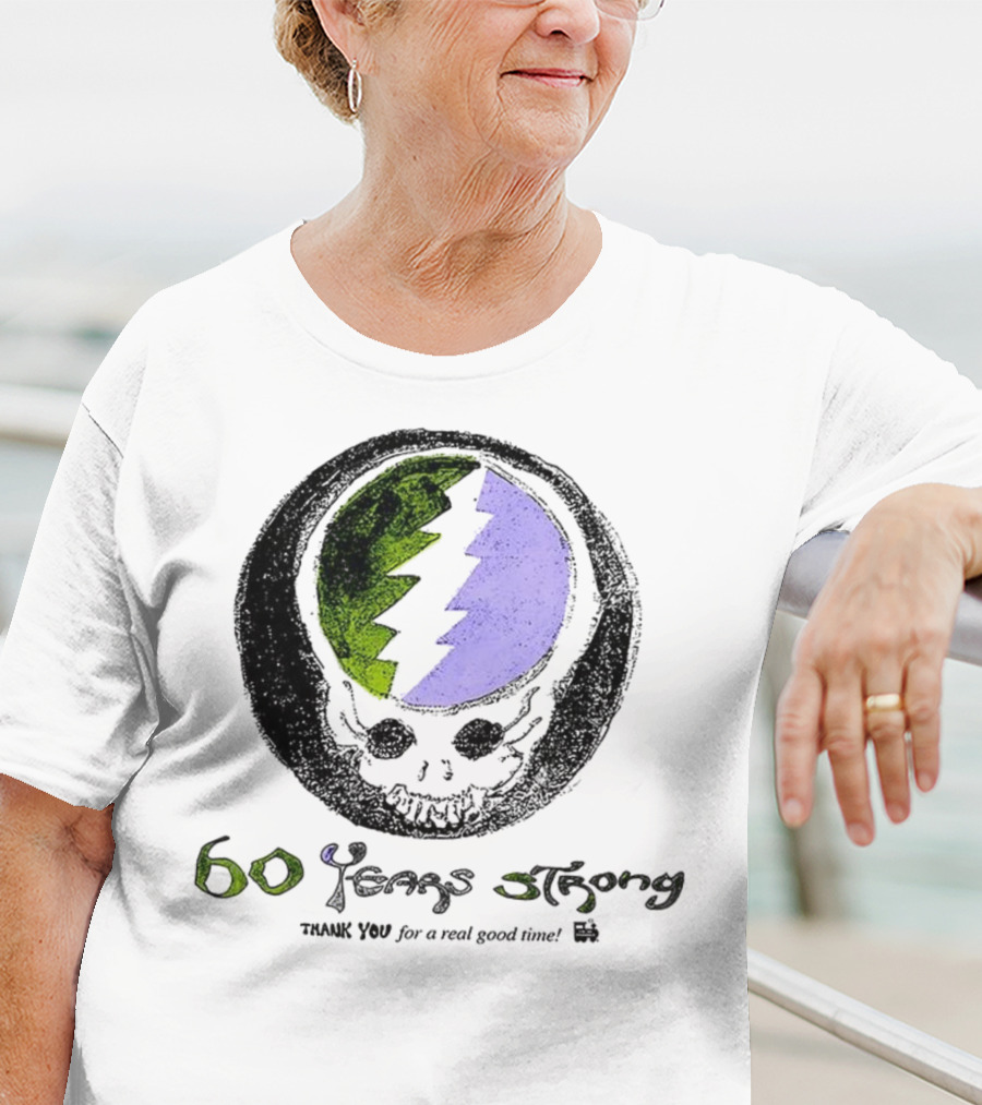 60 Years Strong Thank You For A Real Good Time Skull Halloween Sketch T-Shirt