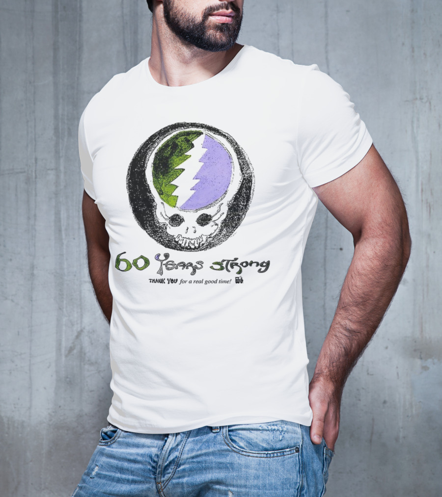 60 Years Strong Thank You For A Real Good Time Skull Halloween Sketch T-Shirt