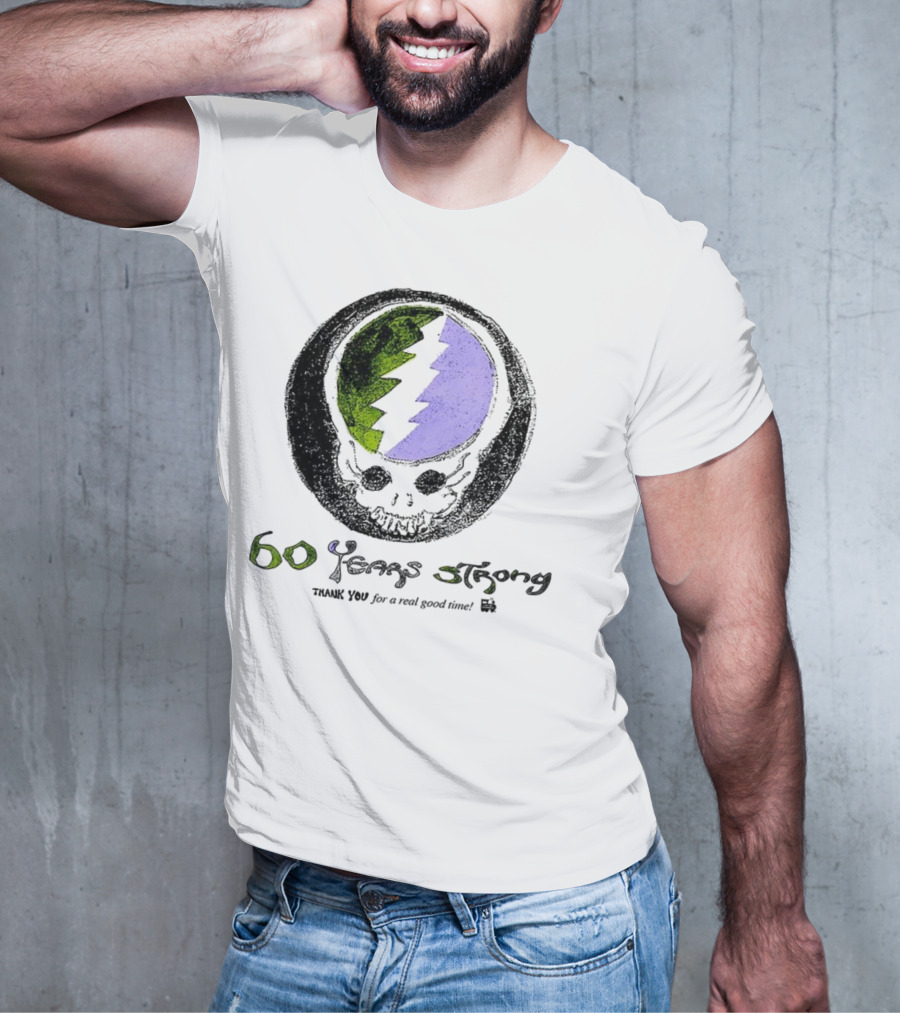 60 Years Strong Thank You For A Real Good Time Skull Halloween Sketch T-Shirt