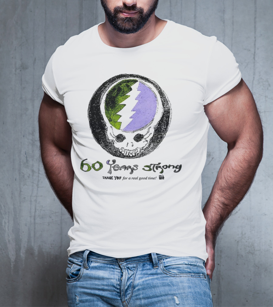 60 Years Strong Thank You For A Real Good Time Skull Halloween Sketch T-Shirt
