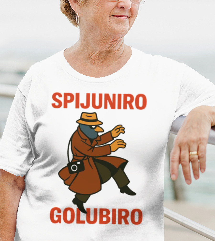 Spijuniro Golubiro Spy Pigeon In Trench Coat And Hat Retro Style T-Shirt