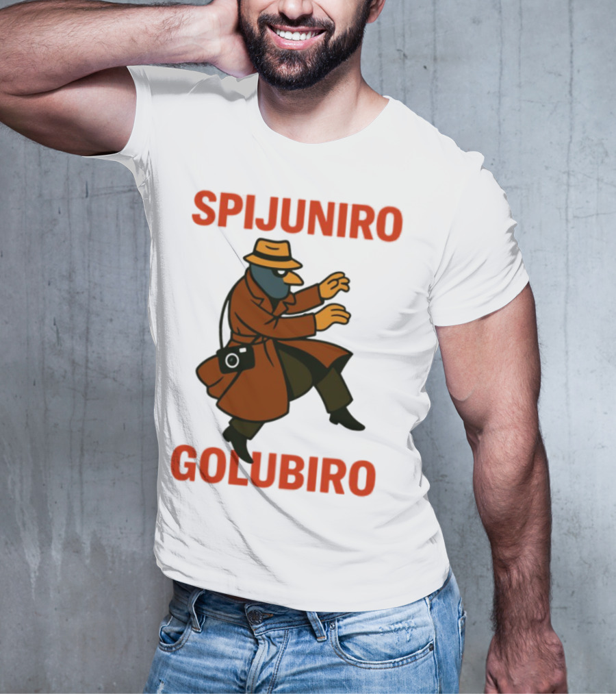 Spijuniro Golubiro Spy Pigeon In Trench Coat And Hat Retro Style T-Shirt