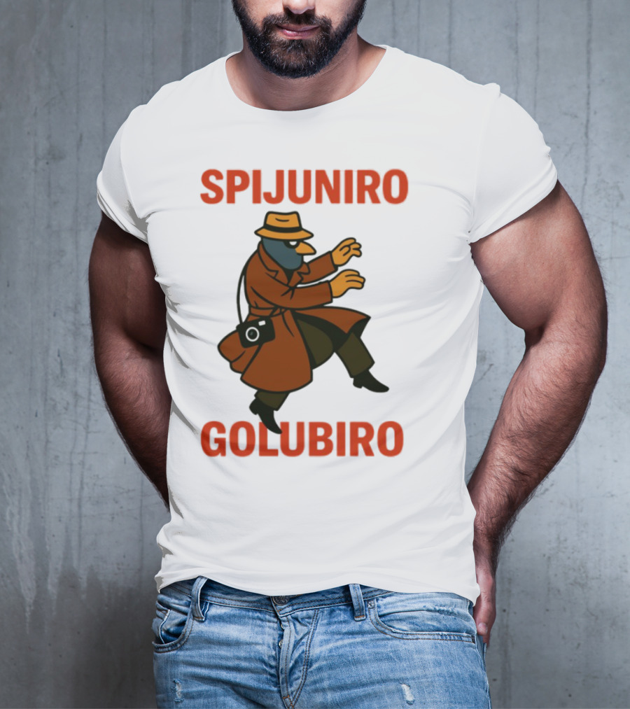 Spijuniro Golubiro Spy Pigeon In Trench Coat And Hat Retro Style T-Shirt