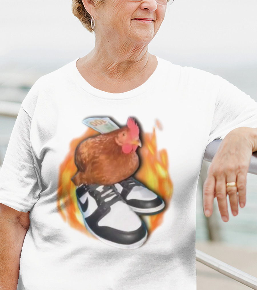 Cringeytees Swag Chicken Money Sneakers Flame Comedic Fashion T-Shirt