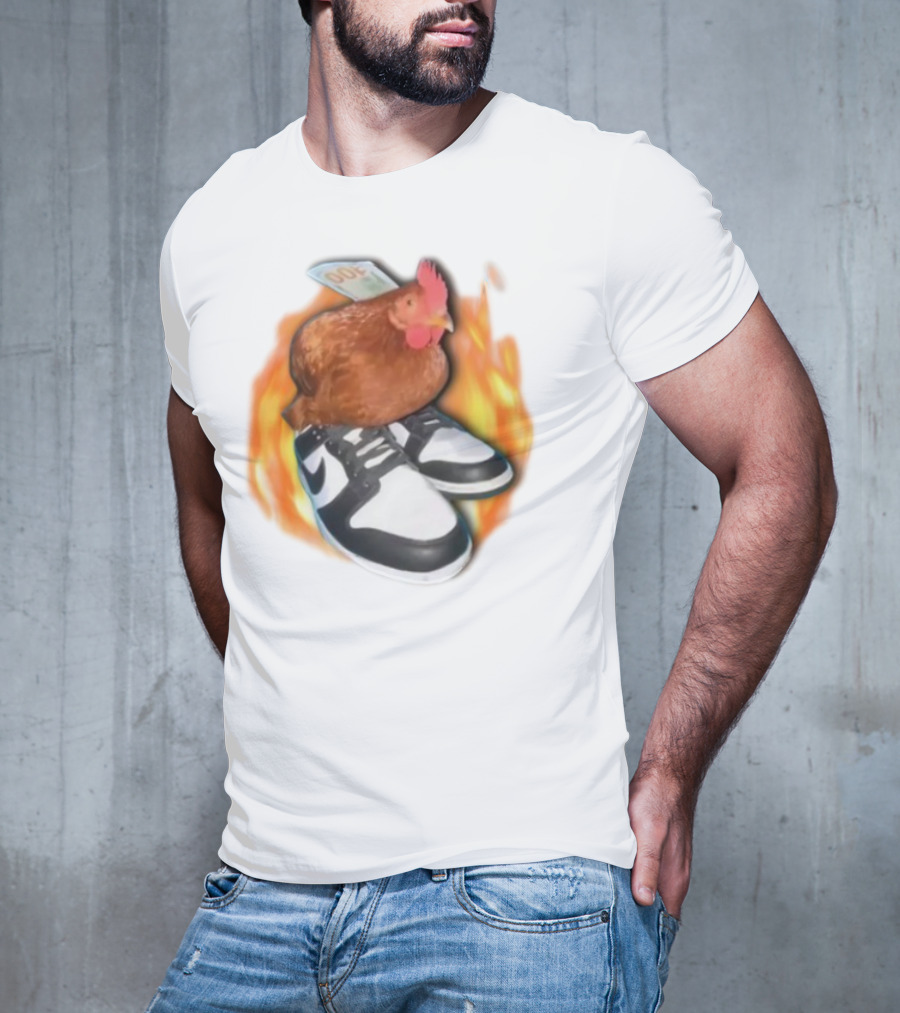 Cringeytees Swag Chicken Money Sneakers Flame Comedic Fashion T-Shirt