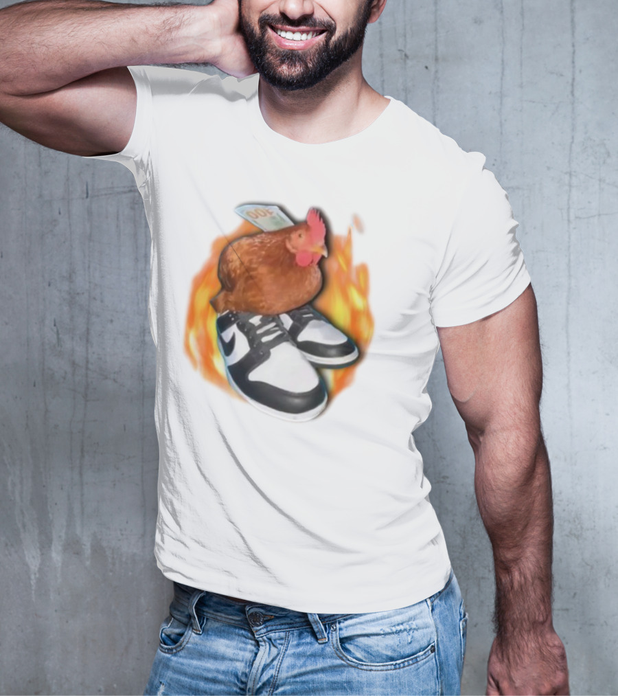Cringeytees Swag Chicken Money Sneakers Flame Comedic Fashion T-Shirt