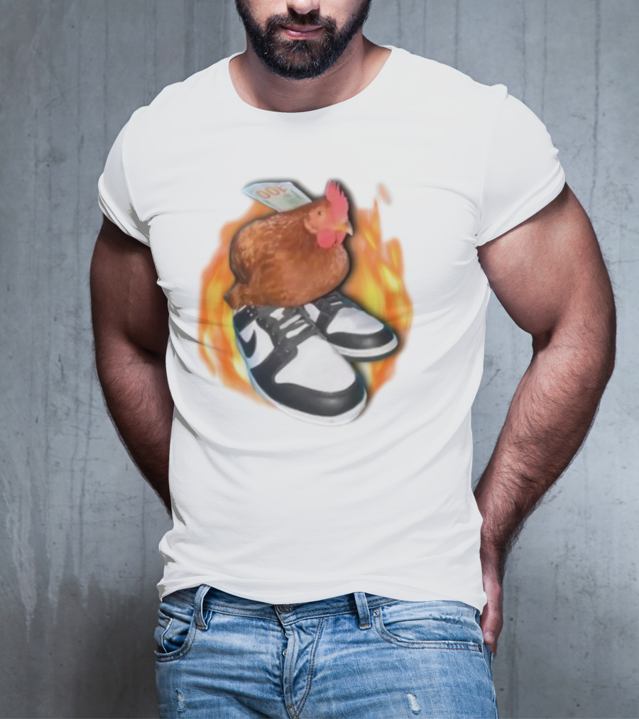 Cringeytees Swag Chicken Money Sneakers Flame Comedic Fashion T-Shirt