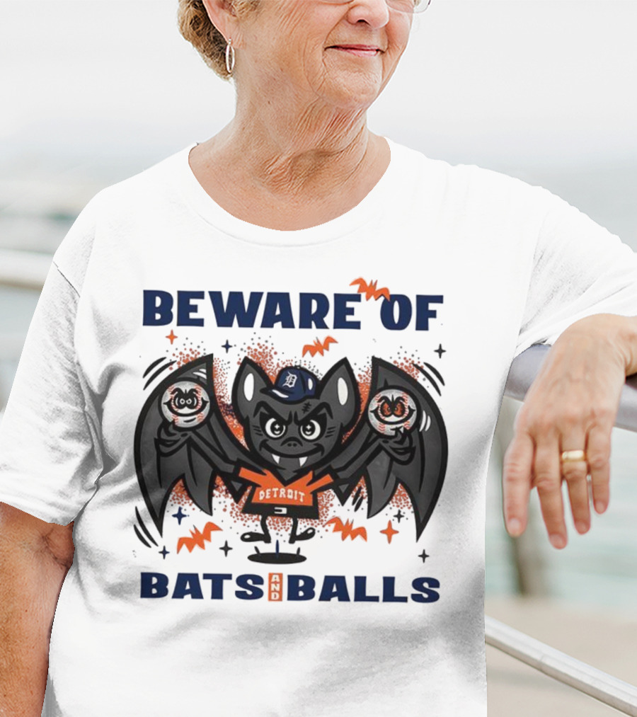 Beware Of Bats And Balls Detroit Halloween Baseball Theme T-Shirt