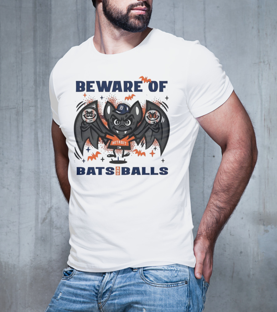 Beware Of Bats And Balls Detroit Halloween Baseball Theme T-Shirt