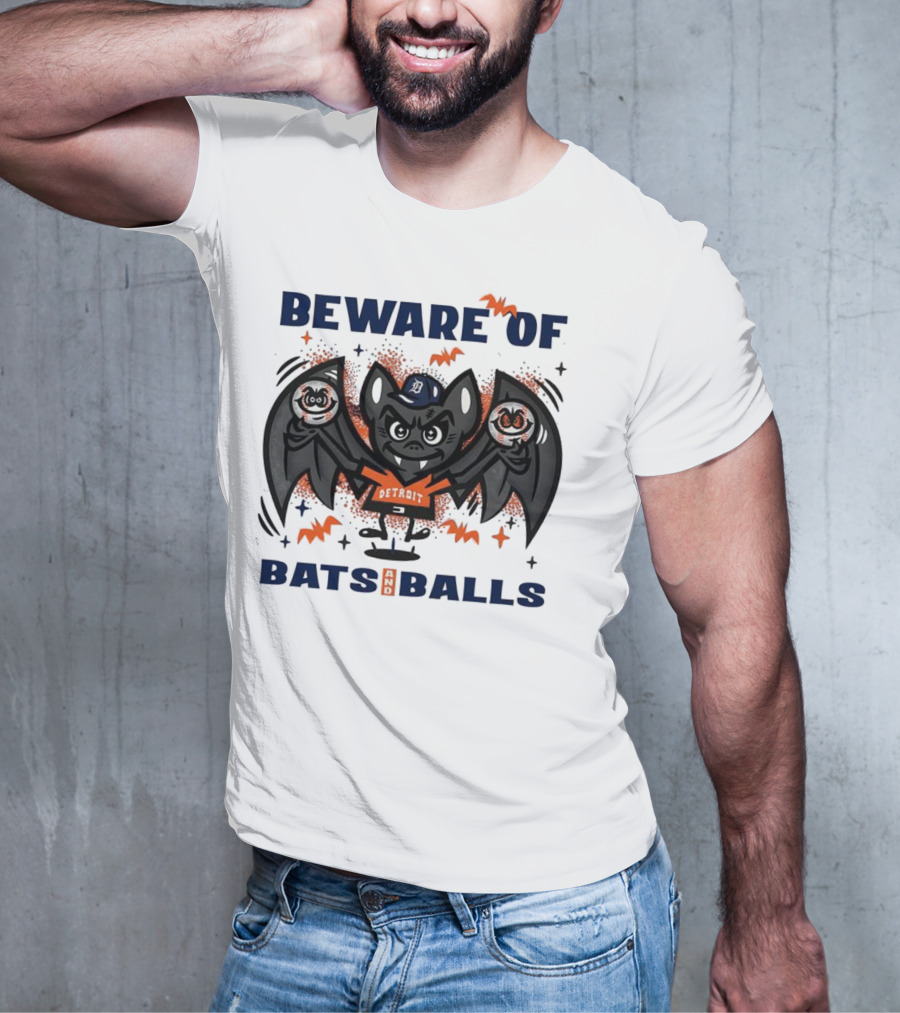 Beware Of Bats And Balls Detroit Halloween Baseball Theme T-Shirt