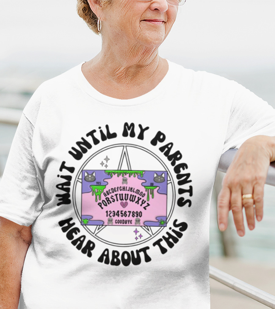 Double Cross Co Ouija Cat Slime Alphabet Yes No Goodbye T-Shirt