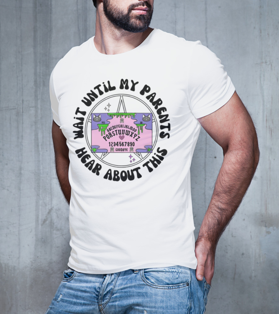 Double Cross Co Ouija Cat Slime Alphabet Yes No Goodbye T-Shirt