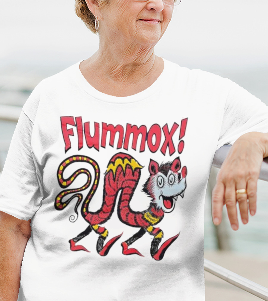 Flummox Seussian Opossum Pal Red Yellow Striped Creature T-Shirt