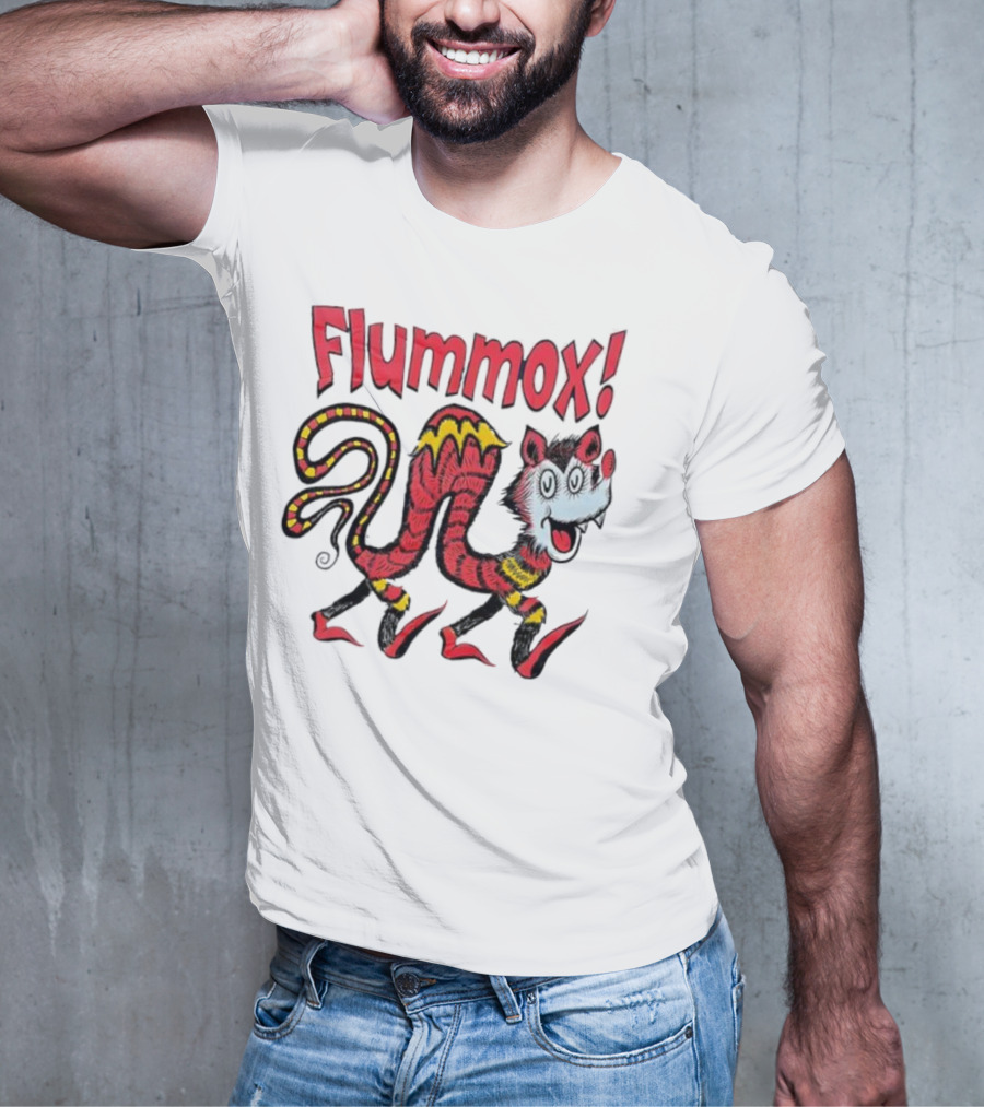 Flummox Seussian Opossum Pal Red Yellow Striped Creature T-Shirt