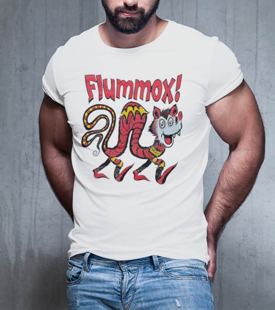 Flummox Seussian Opossum Pal Red Yellow Striped Creature T-Shirt