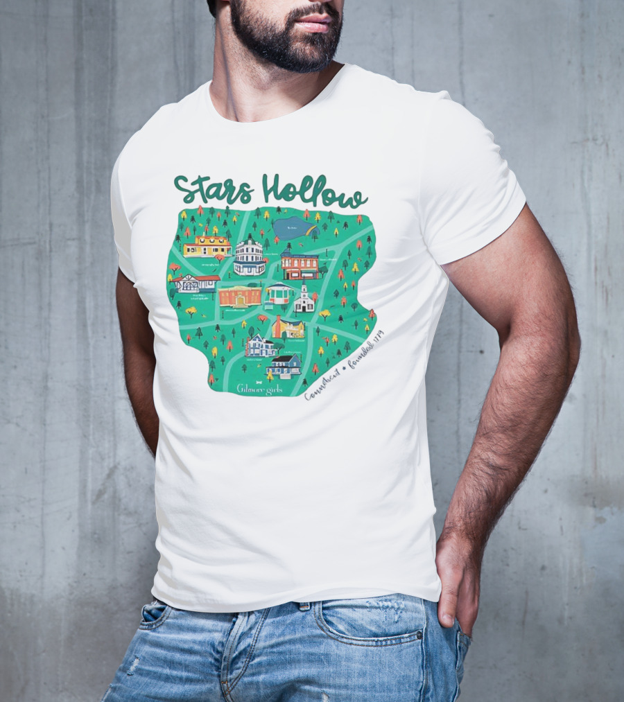 Stars Hollow Map Gilmore Girls Town Landmarks T-Shirt