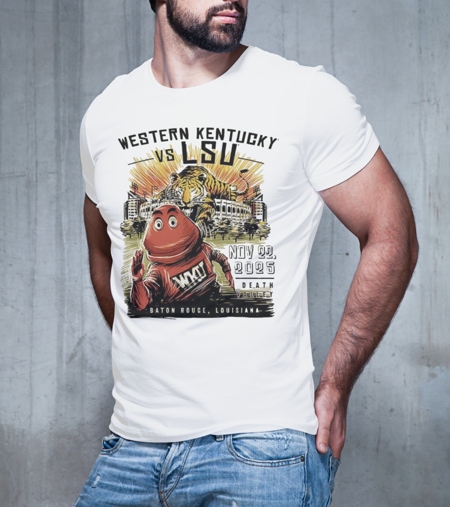 Western Kentucky Vs LSU November 2025 Tiger Mascot Baton Rouge Louisiana Stadium T-Shirt