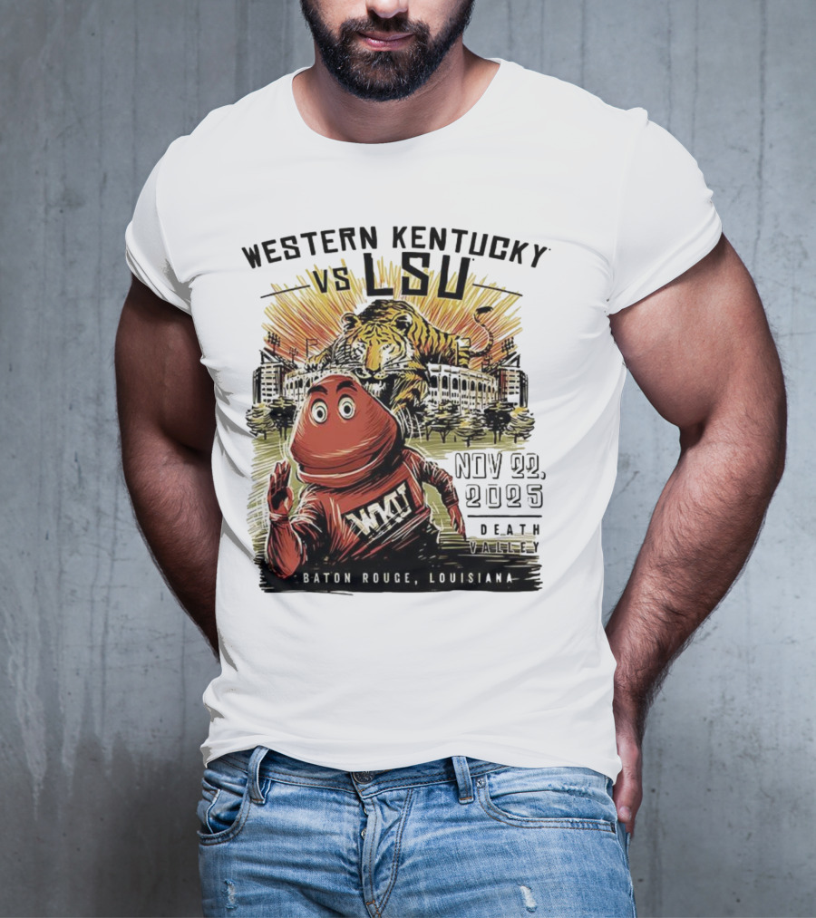 Western Kentucky Vs LSU November 2025 Tiger Mascot Baton Rouge Louisiana Stadium T-Shirt
