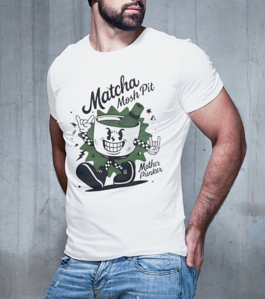Matcha Mosh Pit Mother Punker Cartoon Cup With Whisk T-Shirt