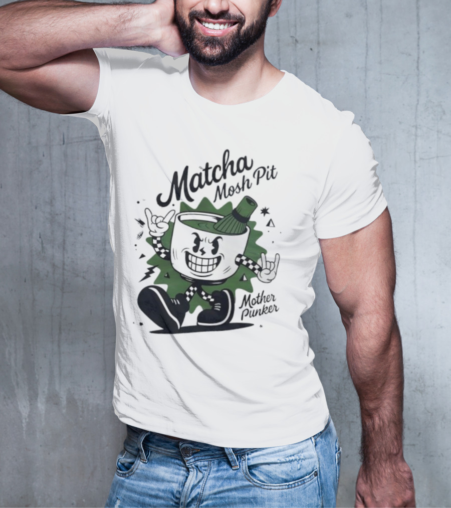 Matcha Mosh Pit Mother Punker Cartoon Cup With Whisk T-Shirt