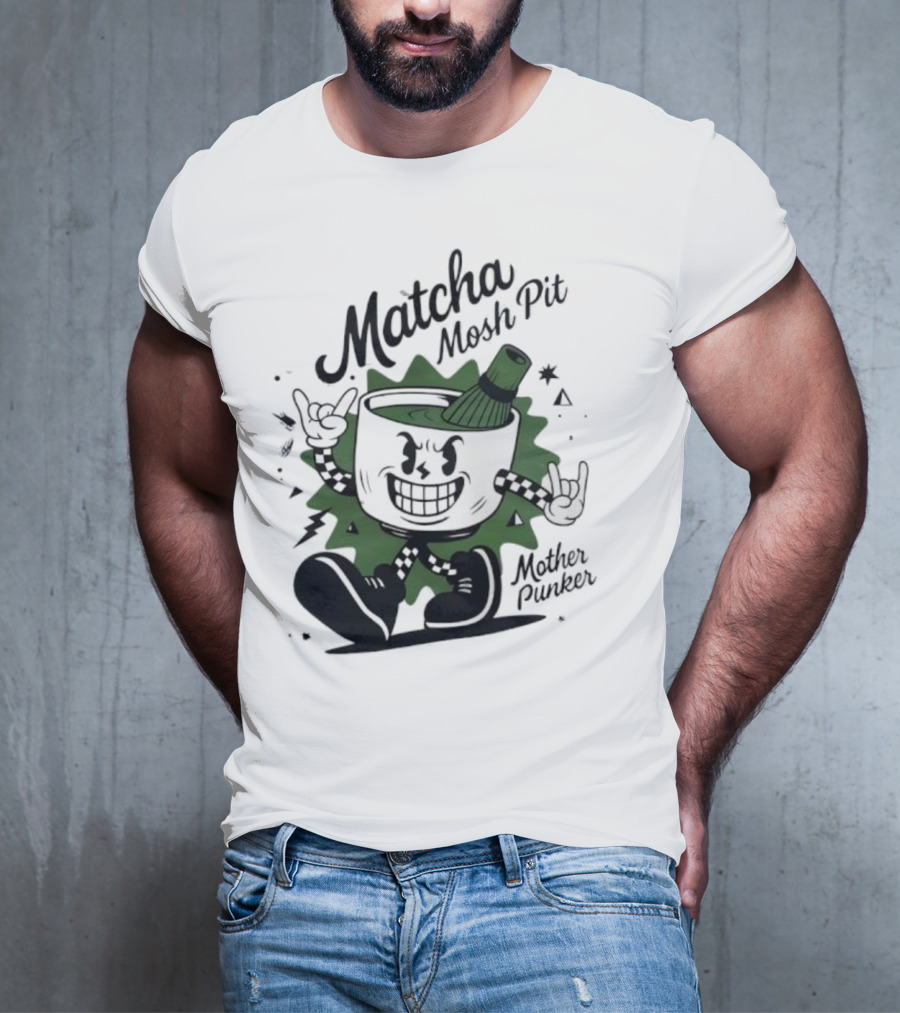 Matcha Mosh Pit Mother Punker Cartoon Cup With Whisk T-Shirt