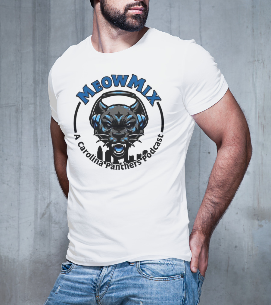 Meow MIX Carolina Panthers Podcast Panther Headphone Art T-Shirt