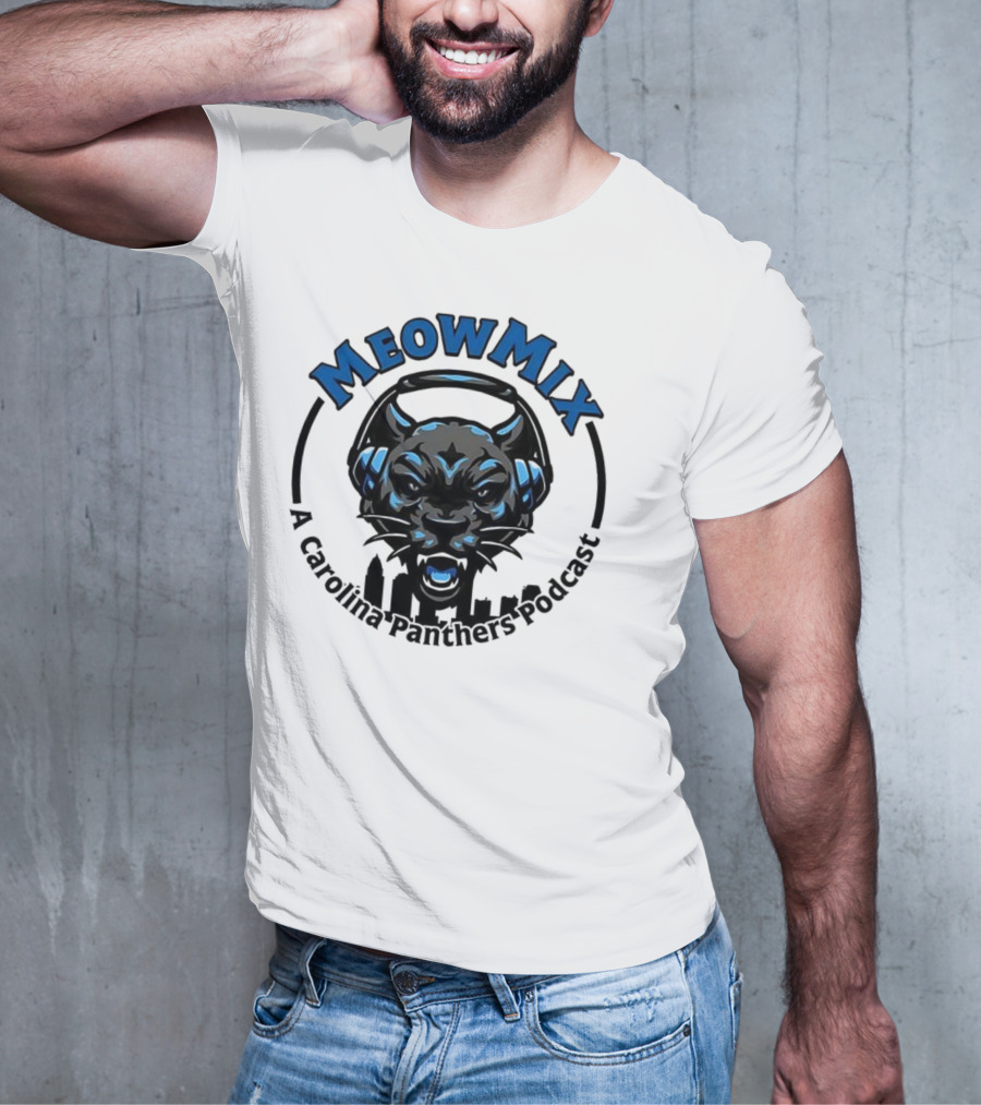 Meow MIX Carolina Panthers Podcast Panther Headphone Art T-Shirt
