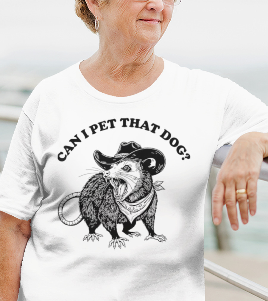 Can I Pet That Dog Opossum Cowboy Hat T-Shirt