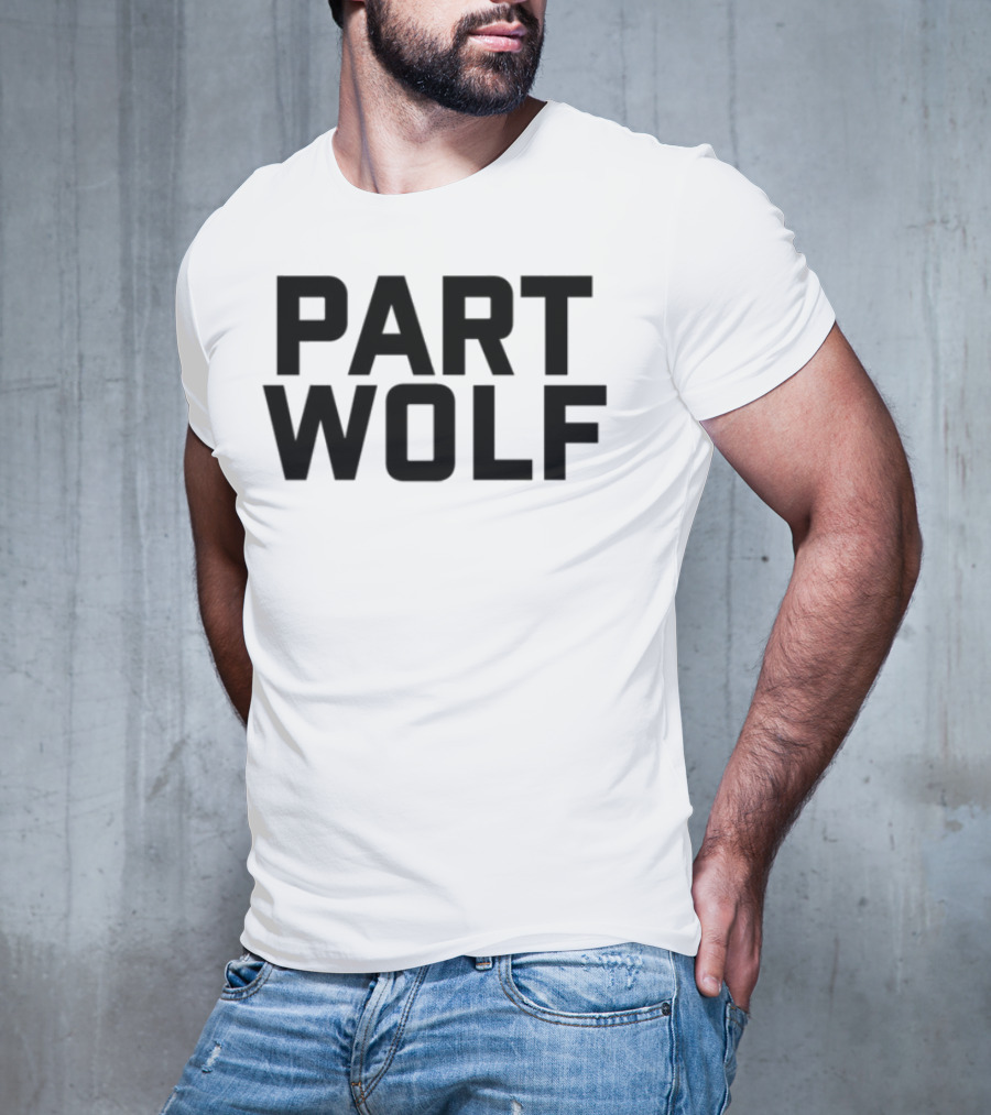 Part Wolf Bold Lettering Style T-Shirt