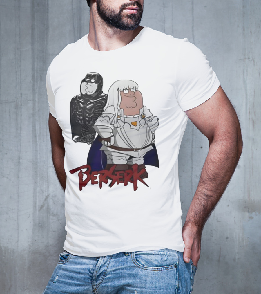 Peter Griffin Family Guy Berserk Crossover Meme Griffith Armor Guts Cosplay T-Shirt